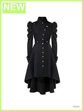 Victorian Gothic Long Coat Steampunk Medieval Witch Halloween Costume